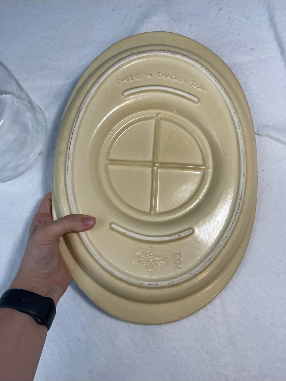 VINTAGE PFALTZGRAFF USA CHEESE ’N CRACKER TRAY #803 WITH ORIGINAL GLASS DOME